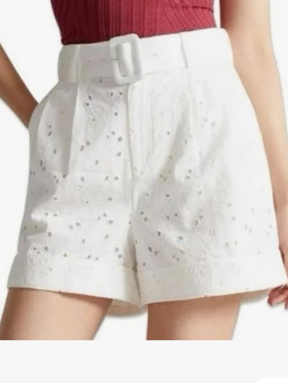 Ted Baker London Suzet white Belted tailored Eyelet Shorts brand new size‎ 0 new